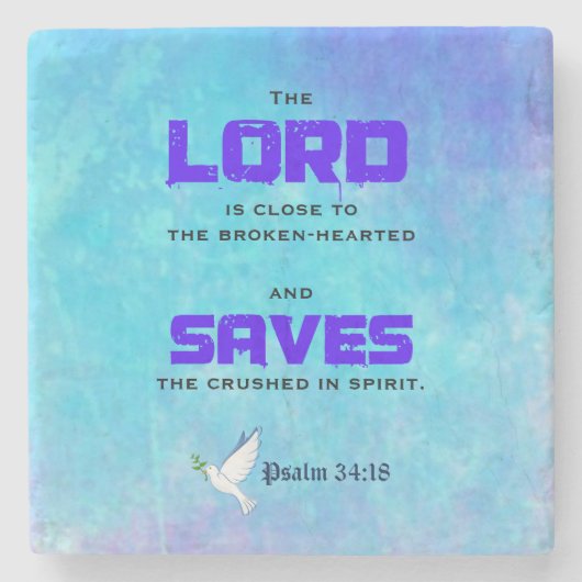 Inspirerend bijbelprijsopgave: 34:18 stenen onderzetter (Voorkant)