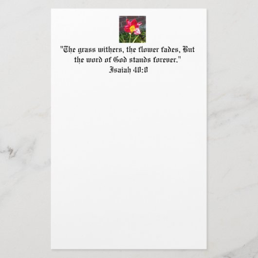 Inspirerend Bijbelprijsopgave Briefpapier (Voorkant)