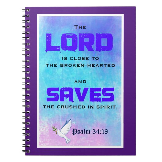 Inspirerend Bijbelprijsopgave Psalm 34:18 Notitieboek (Voorkant)