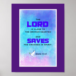 Inspirerend Bijbelprijsopgave Psalm 34:18 Poster