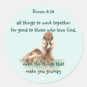 Inspirerend Bijbelprijsopgave Rom 8:28 Werk samen Ronde Sticker