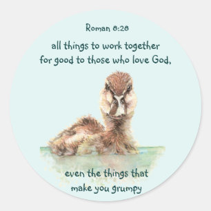 Inspirerend Bijbelprijsopgave Rom 8:28 Werk samen Ronde Sticker