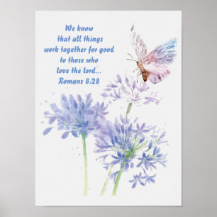 Inspirerend BijbelRomans 8:28 Quote Butterfly Poster