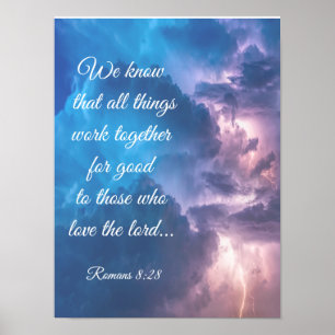 Inspirerend BijbelRomeinen 8:28 Citaat Thunderstor Poster