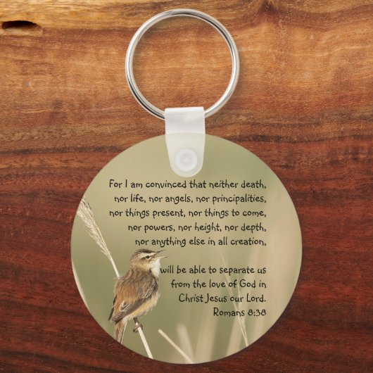 Inspirerend Bijbelscriptcitaat Romans 8:38 Sleutelhanger (Voorkant)