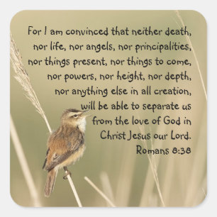 Inspirerend Bijbelscriptcitaat Romans 8:38 Vierkante Sticker