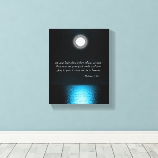 Inspirerend bijbelscripts laten uw licht schijnen canvas afdruk (Insitu (Houten vloer))