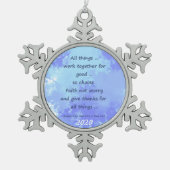 Inspirerend Bijbelscripts Tin Sneeuwvlok Ornament (Voorkant)