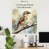 Inspirerend Bijbeltekst citeert psalmvogels Poster (Thuiskantoor)