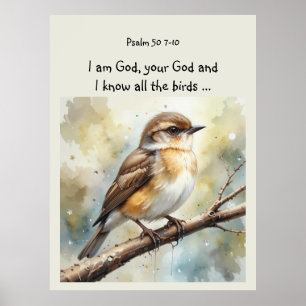 Inspirerend Bijbeltekst citeert psalmvogels Poster