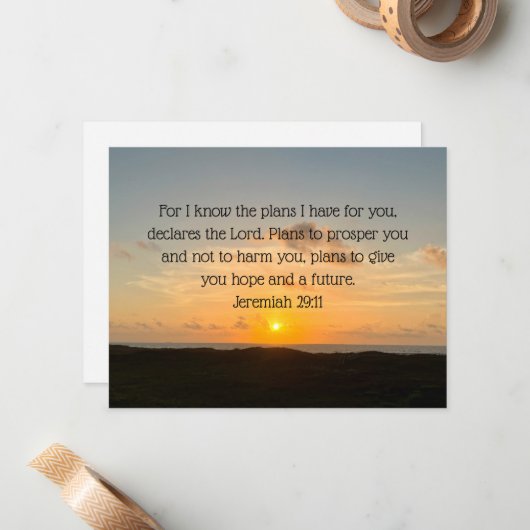 Inspirerend Bijbeltekst Jeremia 29:11 Notitiekaartje (Voorkant / Achterkant in situ)
