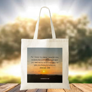 Inspirerend Bijbeltekst Jeremia 29:11 Zonsondergan Tote Bag