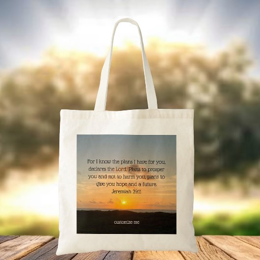 Inspirerend Bijbeltekst Jeremia 29:11 Zonsondergan Tote Bag