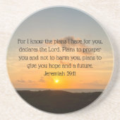 Inspirerend Bijbelvers Jeremia 29:11 Christelijk Zandsteen Onderzetter (Voorkant)