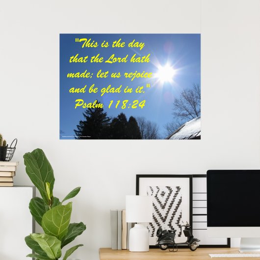 Inspirerend Bijbelvers poster - Psalm 118:24 (Thuiskantoor)