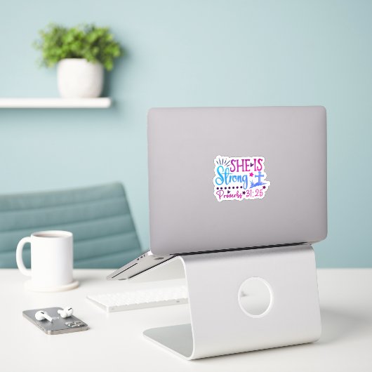 Inspirerend Bijbelvers Sticker voor empowerment (Laptop op bureau)