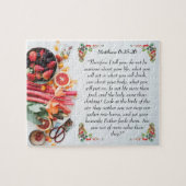 Inspirerend bijbelvers van Matthew 6:25 Legpuzzel (Horizontaal)