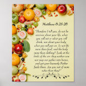 Inspirerend bijbelvers van Matthew 6:25 Poster (Voorkant)
