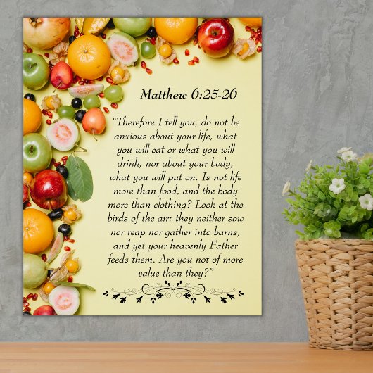 Inspirerend bijbelvers van Matthew 6:25 Poster