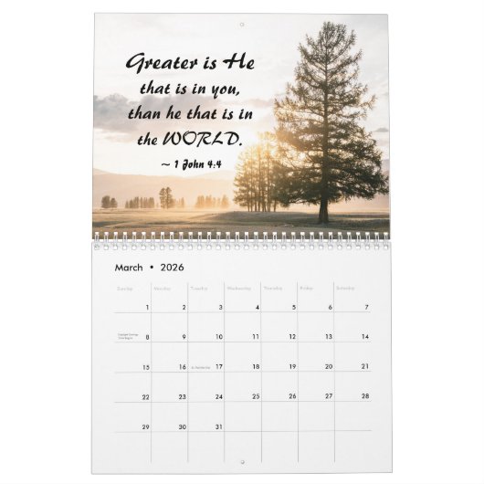 Inspirerend Bijbelverzen en Natuur foto's Kalender (Mar 2026)