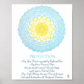 Inspirerend blauwe gele Mandala Geometry Poster (Voorkant)