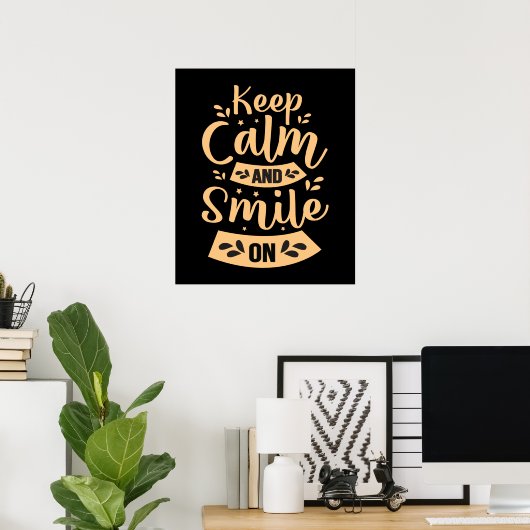 inspirerend blijf rustig glimlachen, word art werk poster (Thuiskantoor)