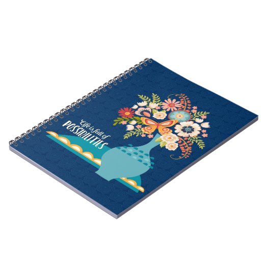 Inspirerend Bloemen Blauw Boho Notitieboek (Linkerzijde)