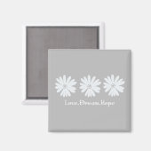 Inspirerend Bloemen Daisies Grey Love Dream Hope Magneet (Voorkant / Achterkant)