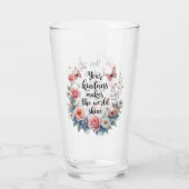 Inspirerend Bloemen Quote met Vlinders Glas (Achterkant)