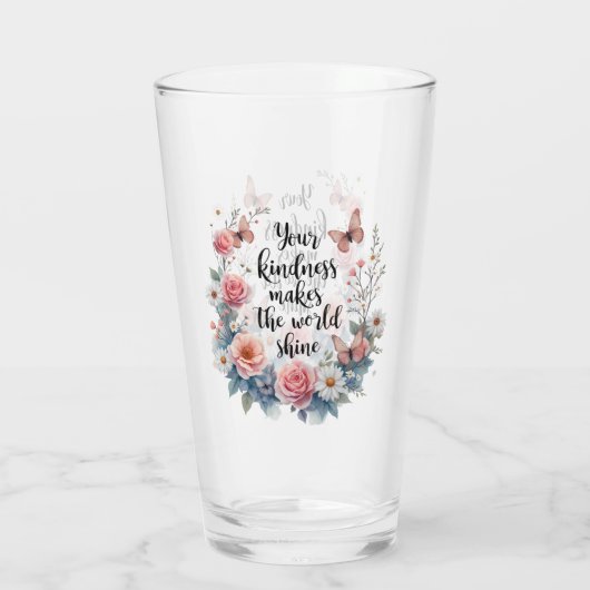 Inspirerend Bloemen Quote met Vlinders Glas (Achterkant)