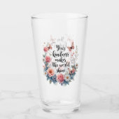 Inspirerend Bloemen Quote met Vlinders Glas (Voorkant)