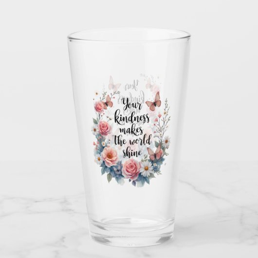 Inspirerend Bloemen Quote met Vlinders Glas (Voorkant)
