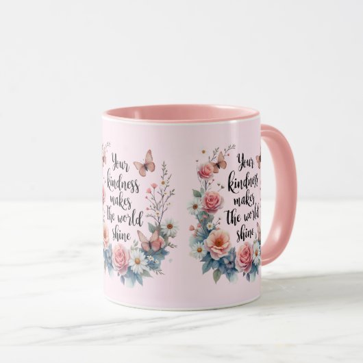 Inspirerend Bloemen Quote met Vlinders Mok (Voorkant rechts)