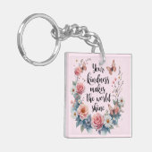 Inspirerend Bloemen Quote met Vlinders Sleutelhanger (Voorkant Links)