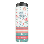 Inspirerend Bloemen Roze Aqua Kies Joy Quote Thermosbeker (Voorkant)