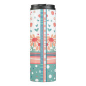 Inspirerend Bloemen Roze Aqua Kies Joy Quote Thermosbeker (Achterkant)