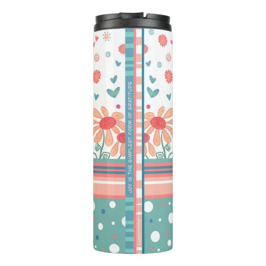 Inspirerend Bloemen Roze Aqua Kies Joy Quote Thermosbeker (Achterkant)