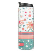 Inspirerend Bloemen Roze Aqua Kies Joy Quote Thermosbeker (Geroteerd rechts)