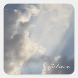 Inspirerend Blue Sky Sun Burst Square Sticker