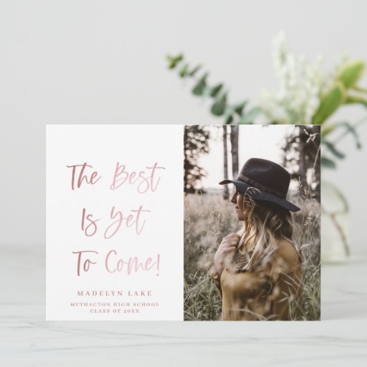 Inspirerend blush Foto Afstuderen aankondiging  (Staand voorkant)