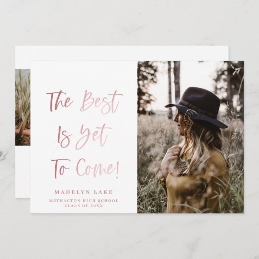 Inspirerend blush Foto Afstuderen aankondiging (Voorkant / Achterkant)