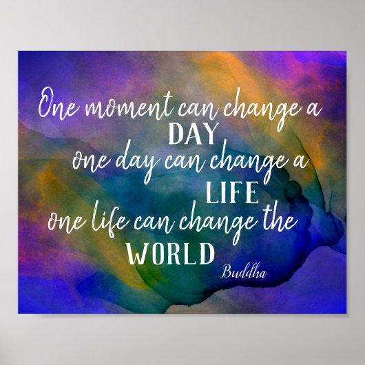 inspirerend Boeddha citeert blauw en paars vet Poster (Voorkant)