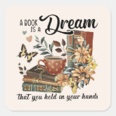 Inspirerend boekenliefhebber vierkante sticker (Voorkant)