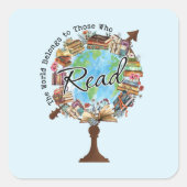 Inspirerend boekenliefhebber vierkante sticker (Voorkant)
