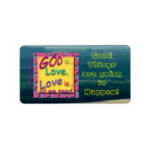 Inspirerend boodschap God is liefde Etiket (Voorkant)