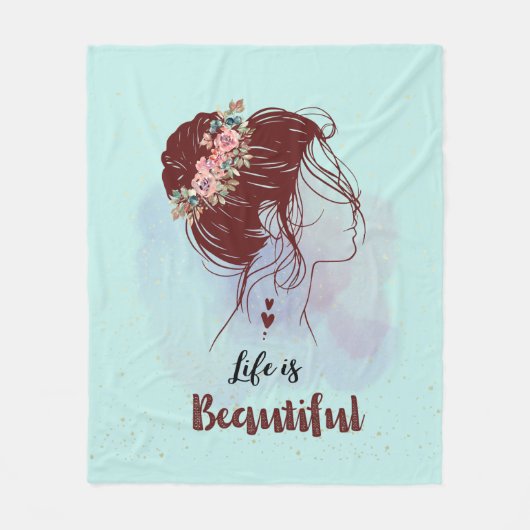 Inspirerend boodschap Het leven is mooi Fleece Deken (Voorkant)