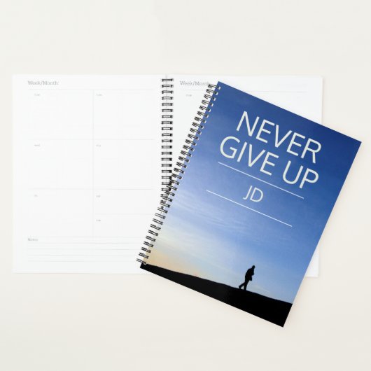 Inspirerend boodschap monogram nooit opgeven planner (Display)