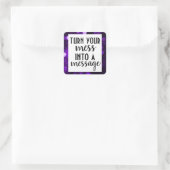 Inspirerend boodschap; Paarse Bokeh Vierkante Sticker (Tas)