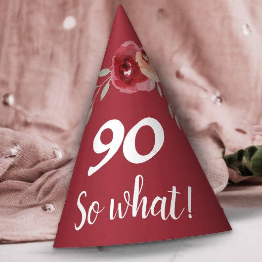 Inspirerend Bourgogne Rozen Floral 90e verjaardag Feesthoedjes