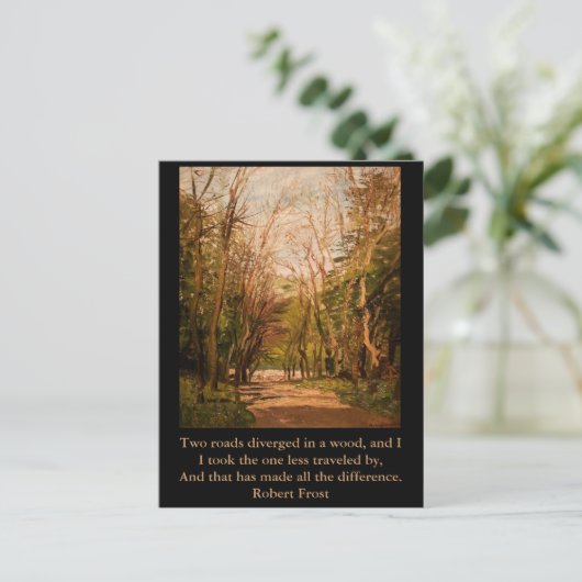 Inspirerend briefkaart citaat Robert Frost (Staand voorkant)